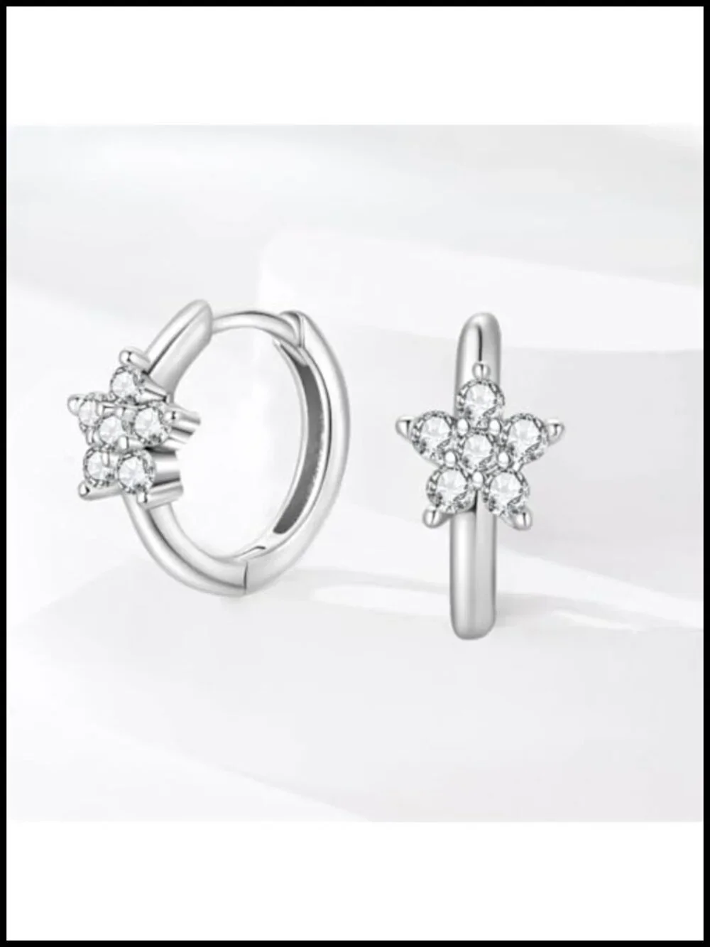 Sterling Silver Huggie Hoop Earrings with Cubic Zirconia for Women